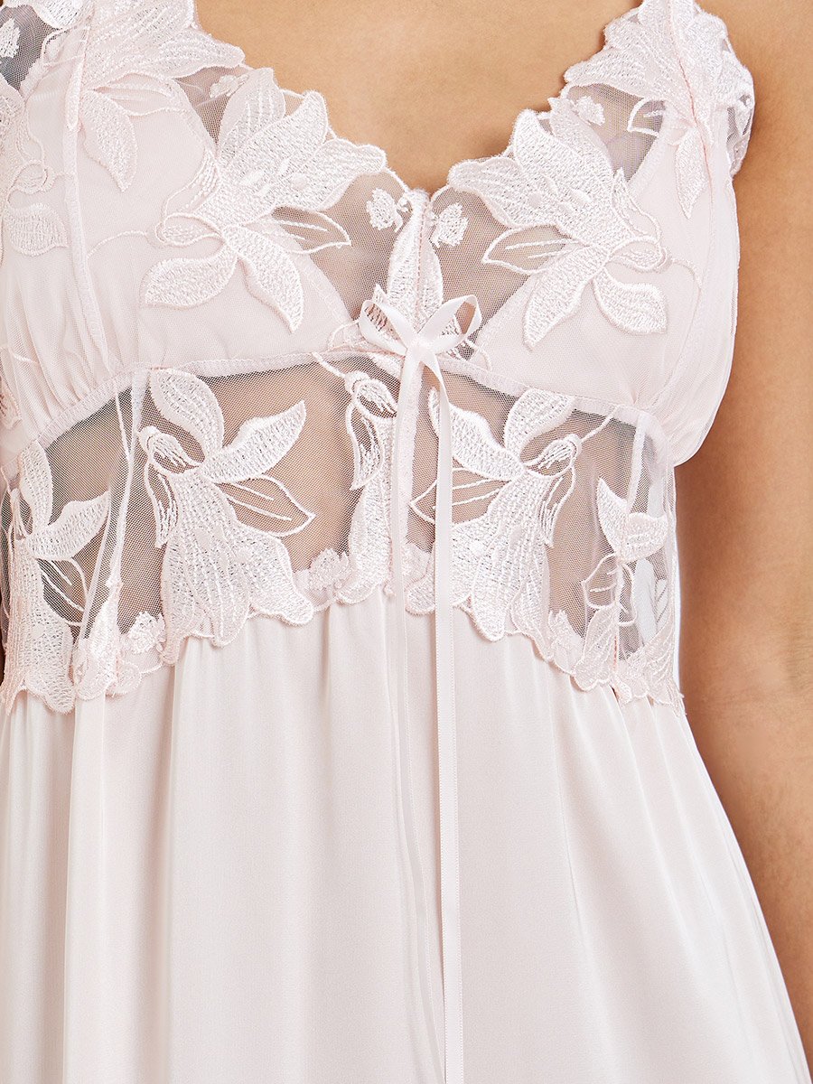 Pack of 2 - Floral Guipure Lace Slip Dress and Robe Set