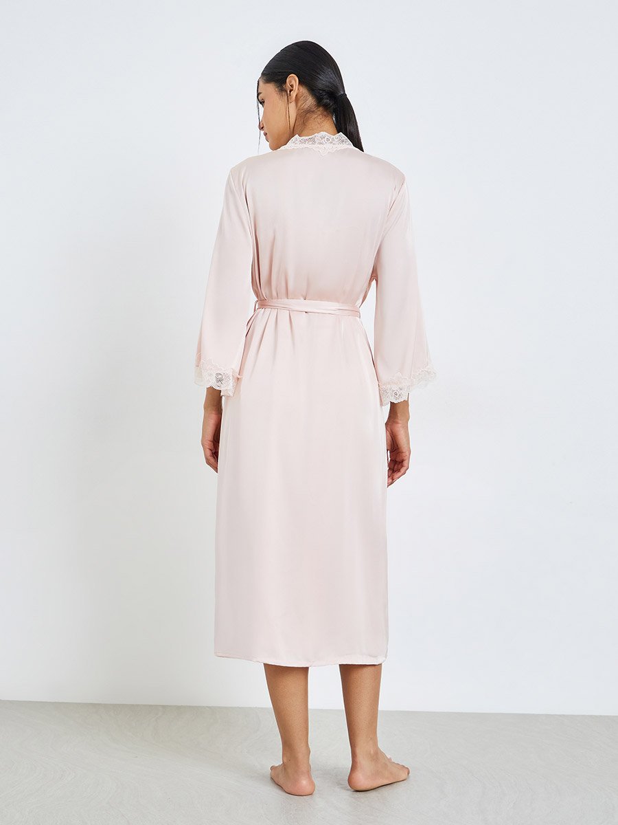 Pack of 2 - Floral Guipure Lace Slip Dress and Robe Set