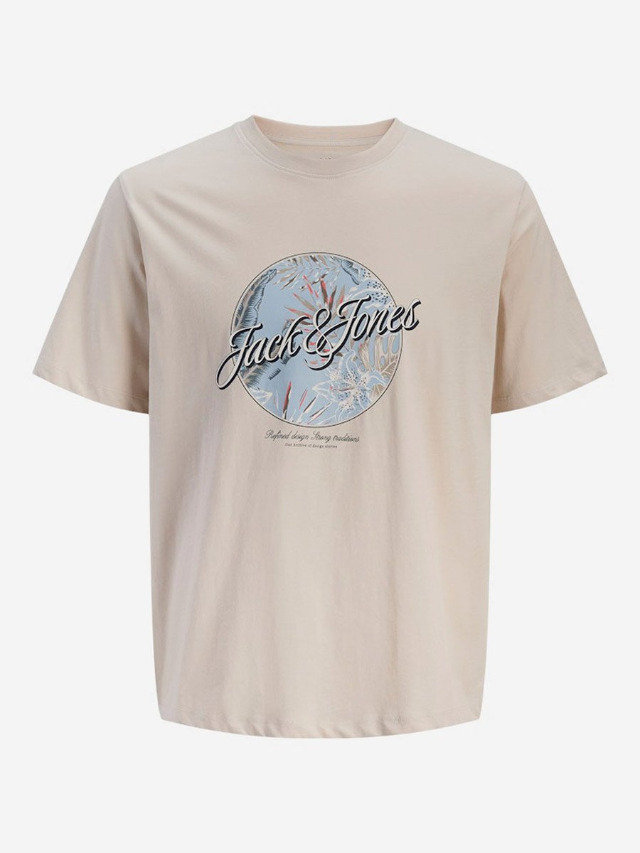 Beige Honolulu Graphic Crew Neck T-Shirt