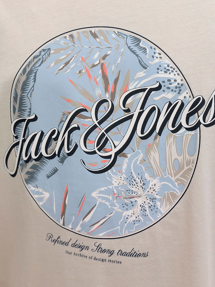 Beige Honolulu Graphic Crew Neck T-Shirt