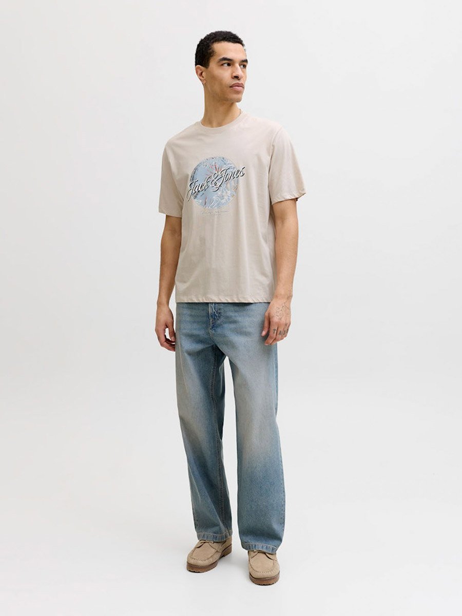 Beige Honolulu Graphic Crew Neck T-Shirt