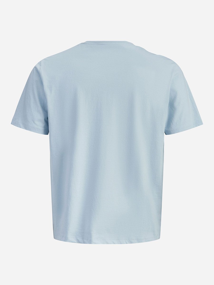 Light Blue Logo Print Cotton T-Shirt