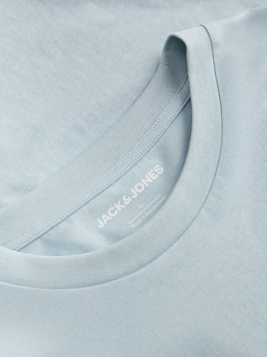 Light Blue Logo Print Cotton T-Shirt