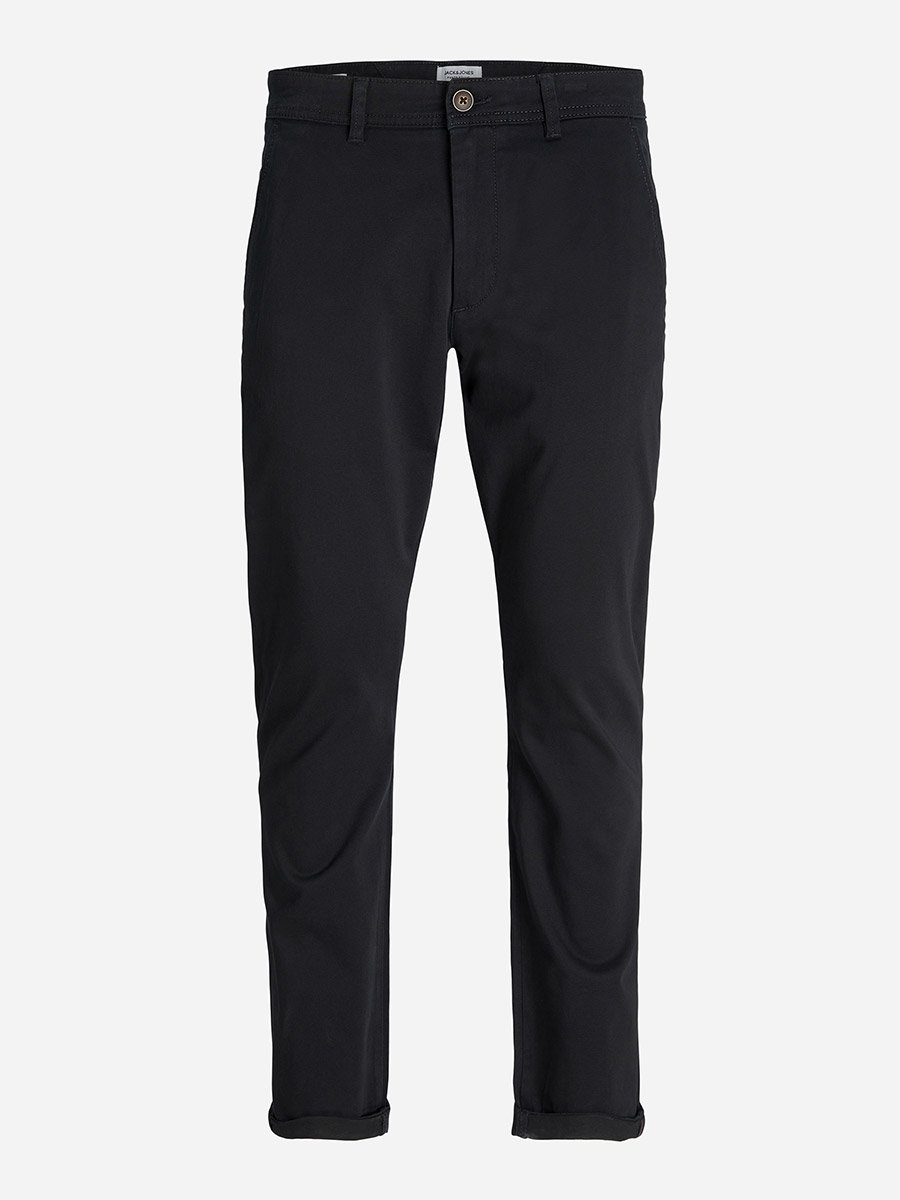 Men Black Cotton Chino Pants