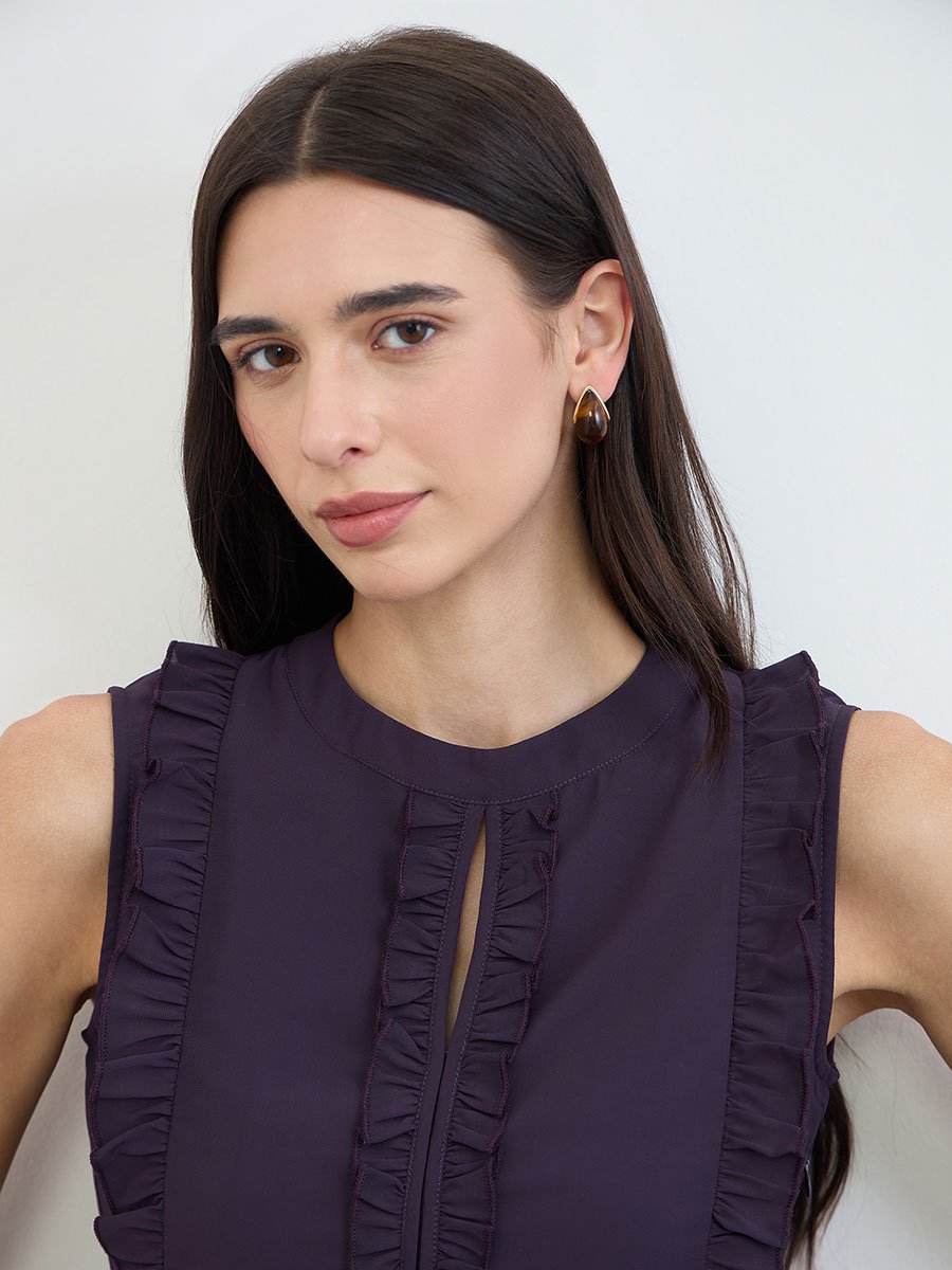 Purple Ruffled Pleated Maxi Dress