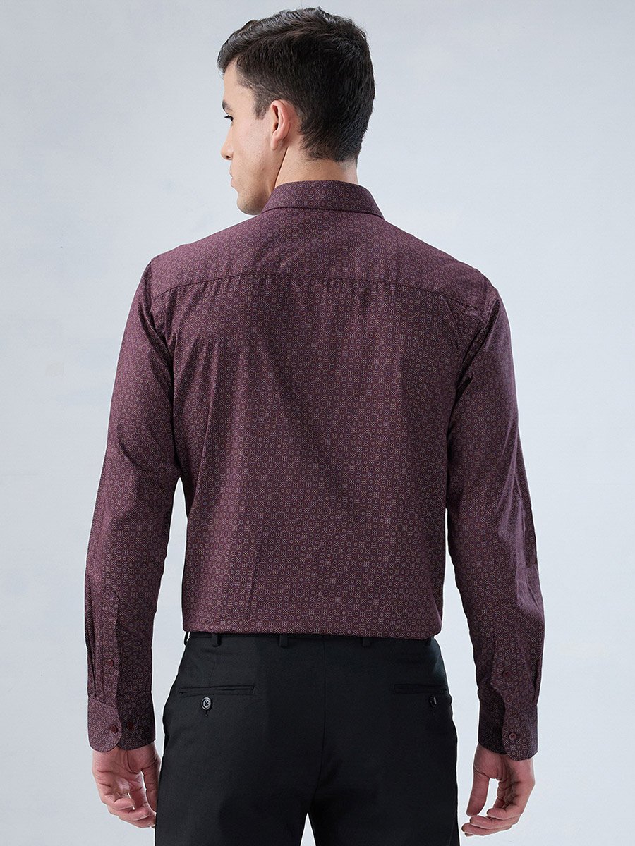 Men Purple Printed Cotton Modern Slim Fit Shirt