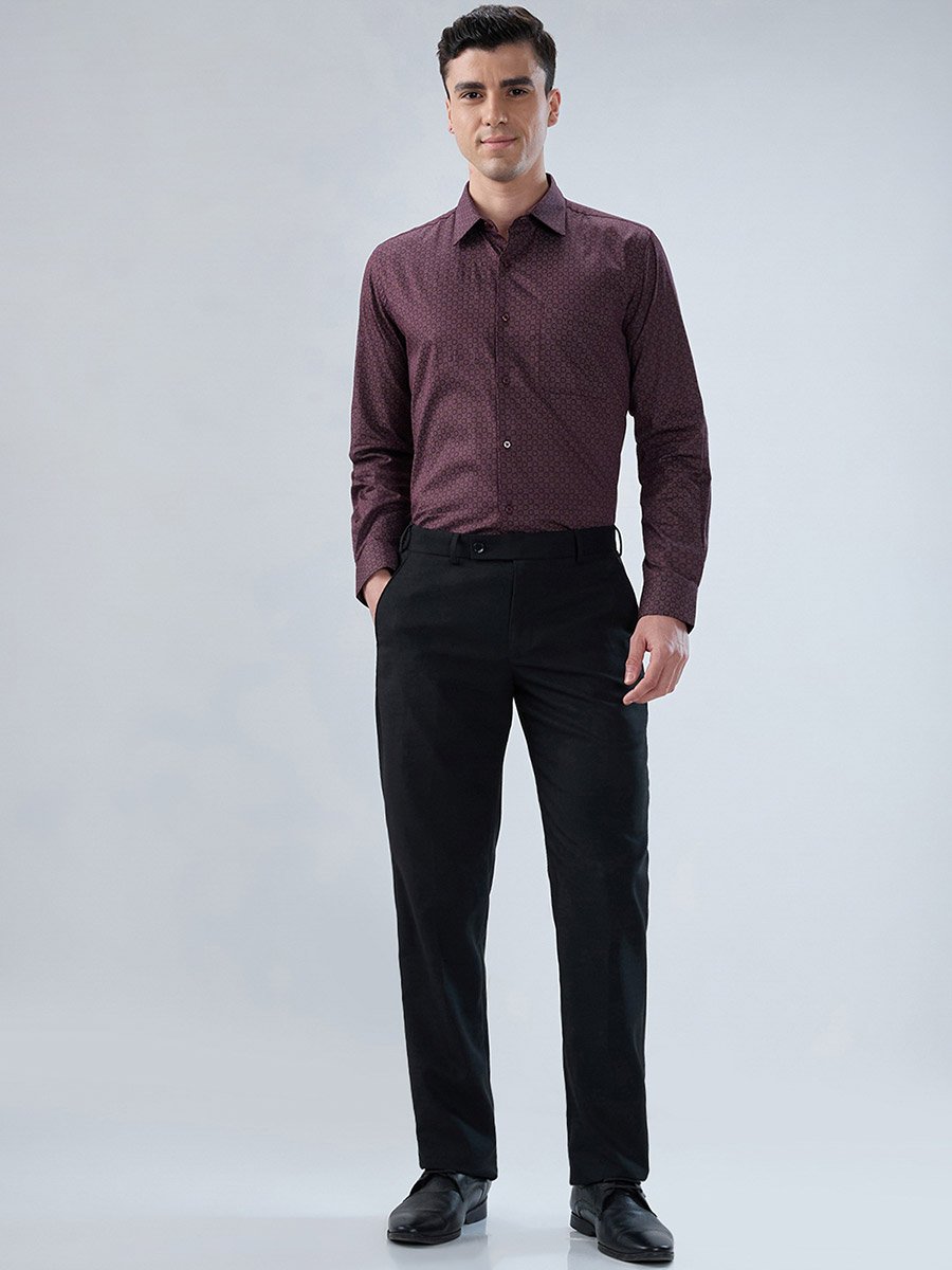 Men Purple Printed Cotton Modern Slim Fit Shirt