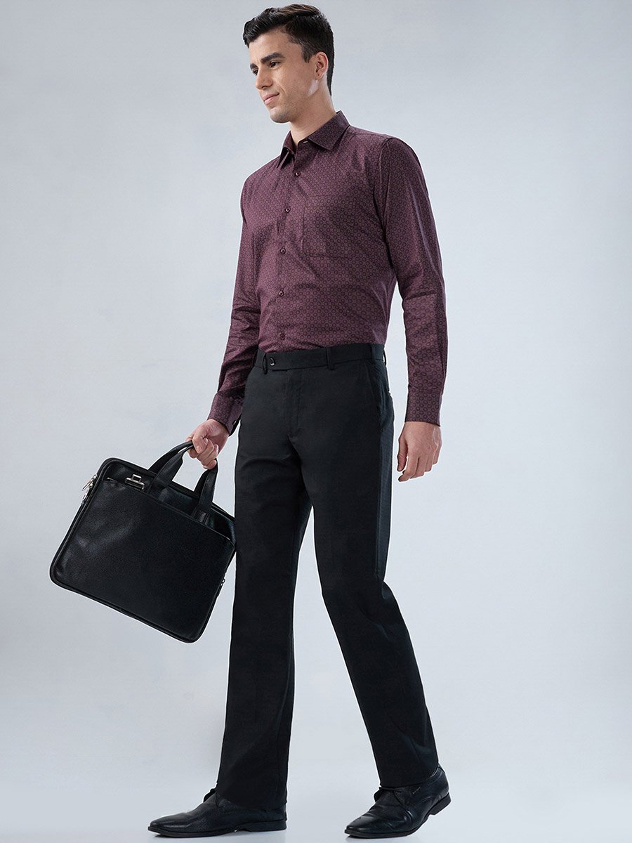 Men Purple Printed Cotton Modern Slim Fit Shirt