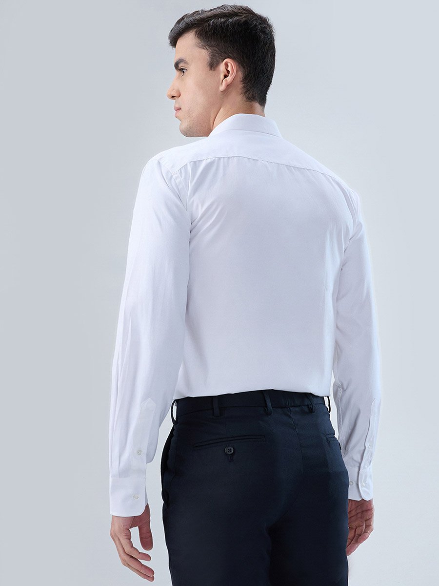 Men White Solid Regular Fit Shirt with Pocket Detail