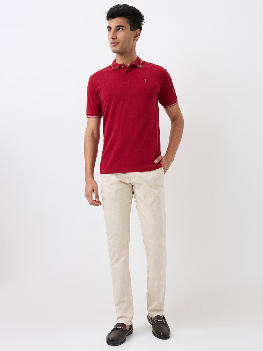 Maroon Solid Cotton Polo