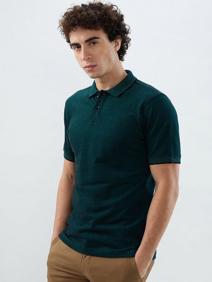 Dark Green Slim Fit Cotton Polo