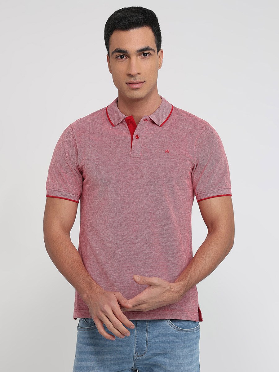 Red Melange Cotton Polo
