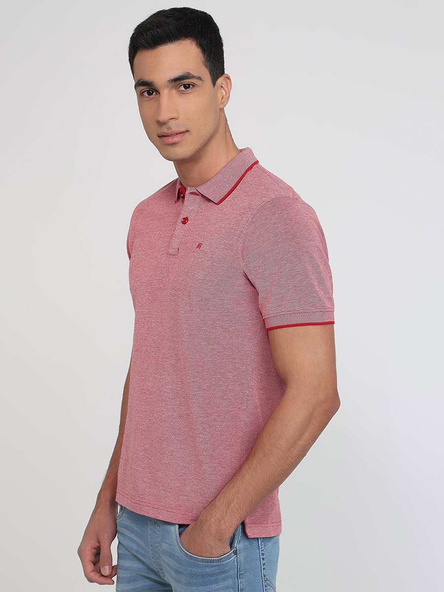 Red Melange Cotton Polo