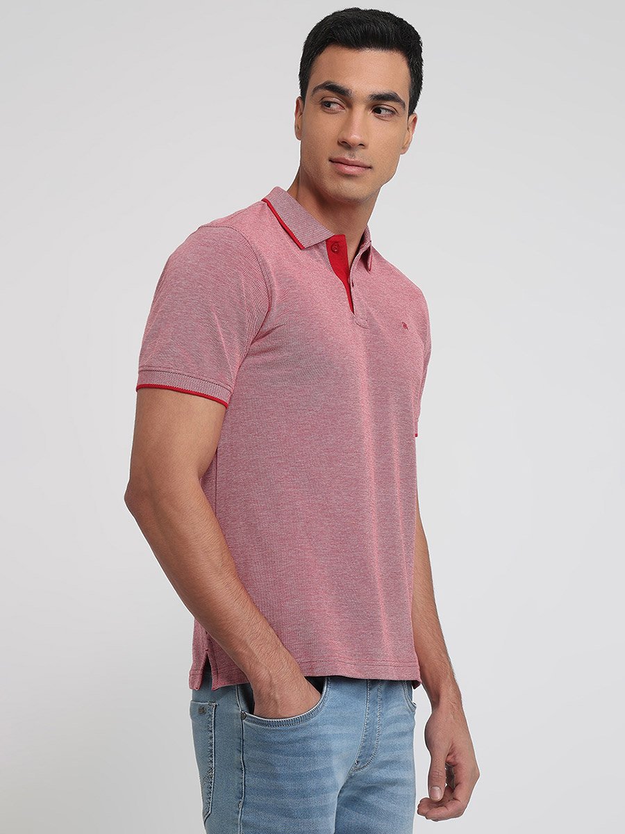 Red Melange Cotton Polo