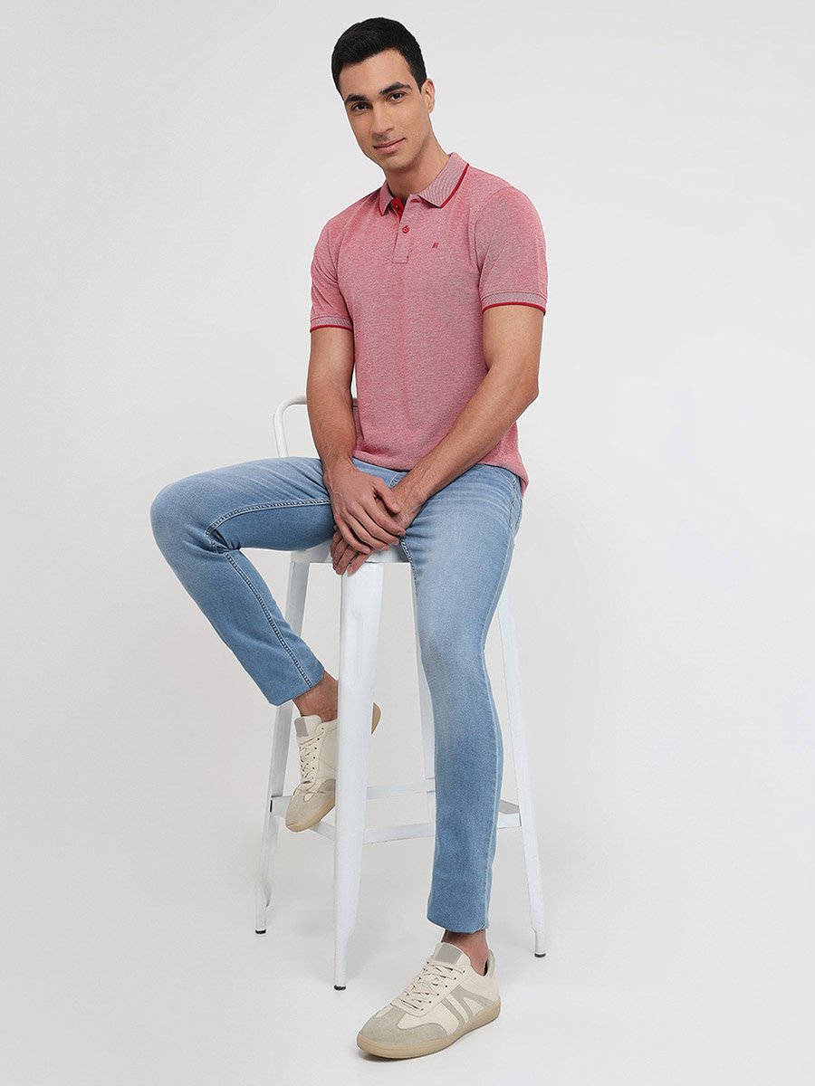 Red Melange Cotton Polo