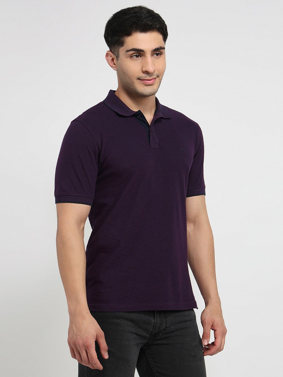 Purple Cotton Solid Polo