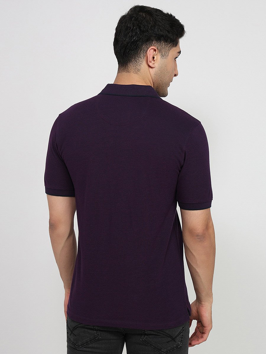 Purple Cotton Solid Polo