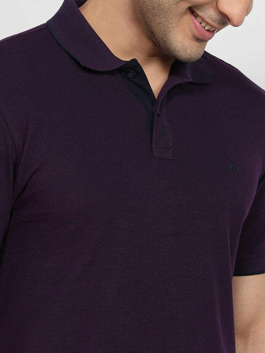Purple Cotton Solid Polo