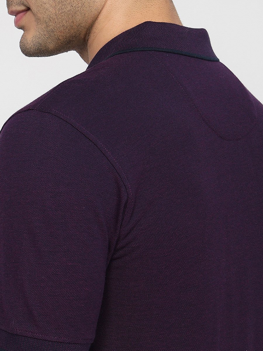 Purple Cotton Solid Polo