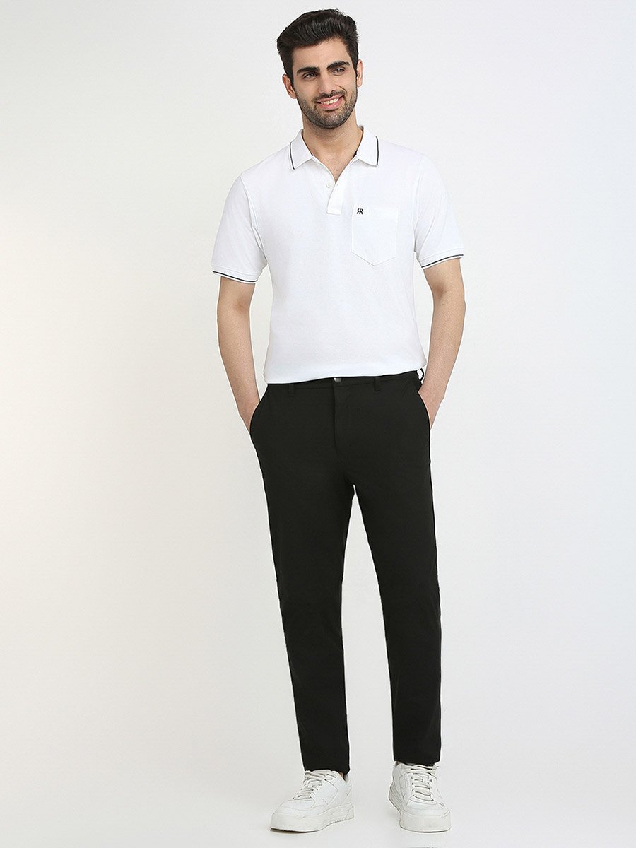 White Slim Fit Cotton Polo with Pocket