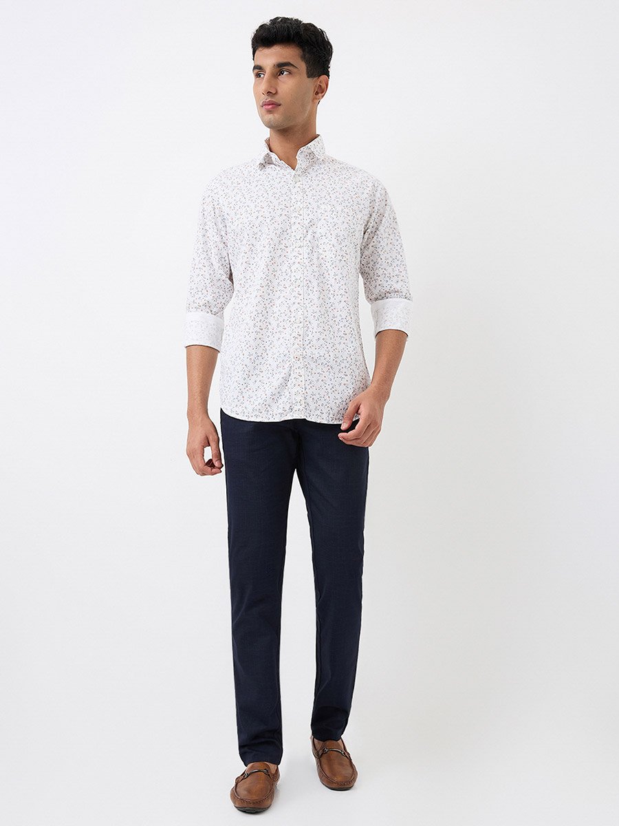 Men White All-Over Print Slim Fit Shirt