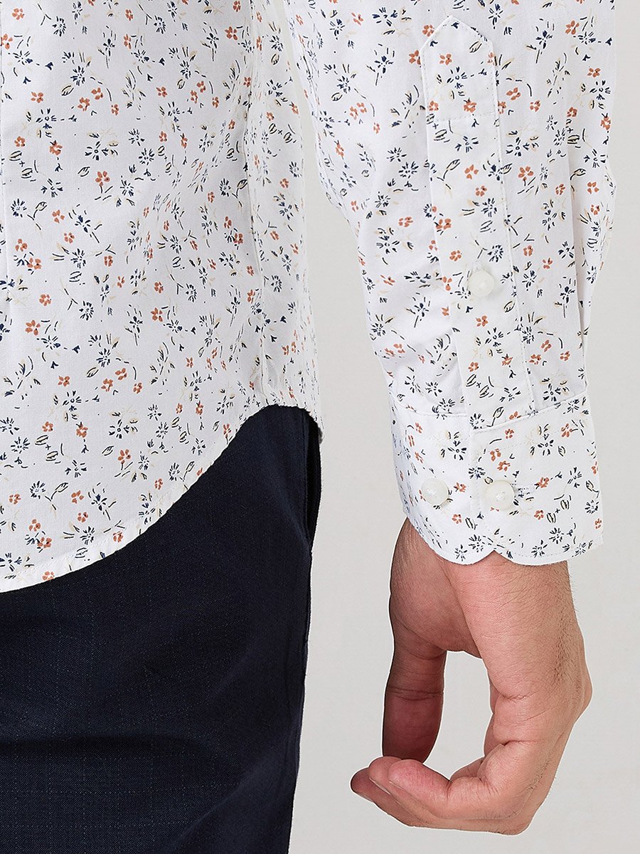 Men White All-Over Print Slim Fit Shirt