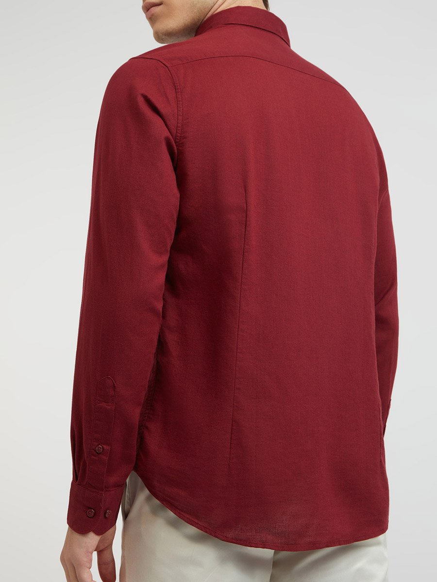 Men Red Slim Fit Solid Long Sleeve Shirt