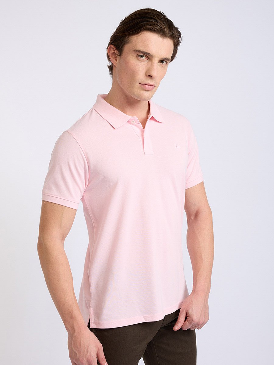 Men Pink Regular Fit Solid Polo T-Shirt