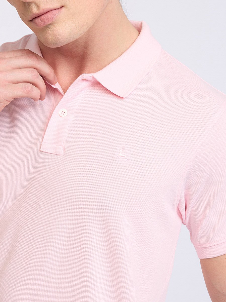 Men Pink Regular Fit Solid Polo T-Shirt