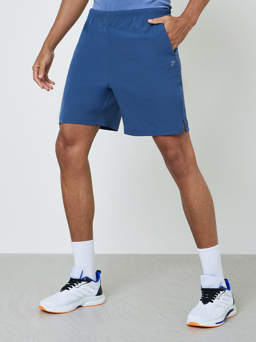 Men Panelled Nylon Training Shorts with Zip Pocket