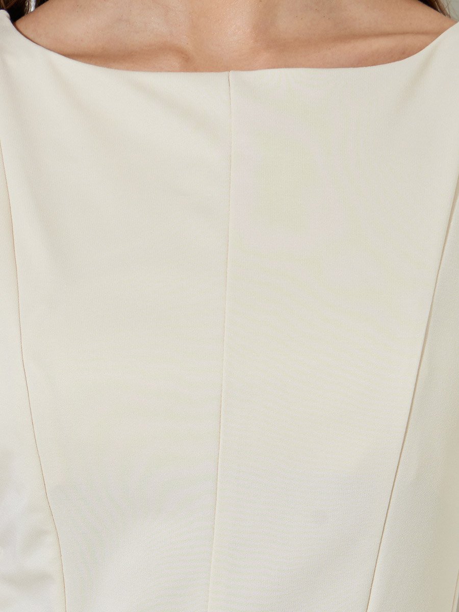 Off White Seam Detail Peplum Top