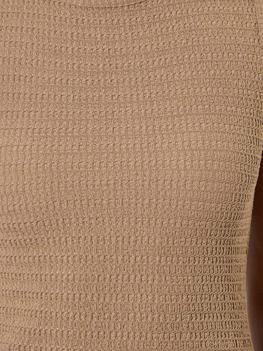 Beige Textured Fitted Tank