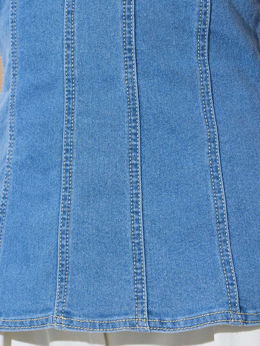 Blue Sleeveless Denim Peplum Top