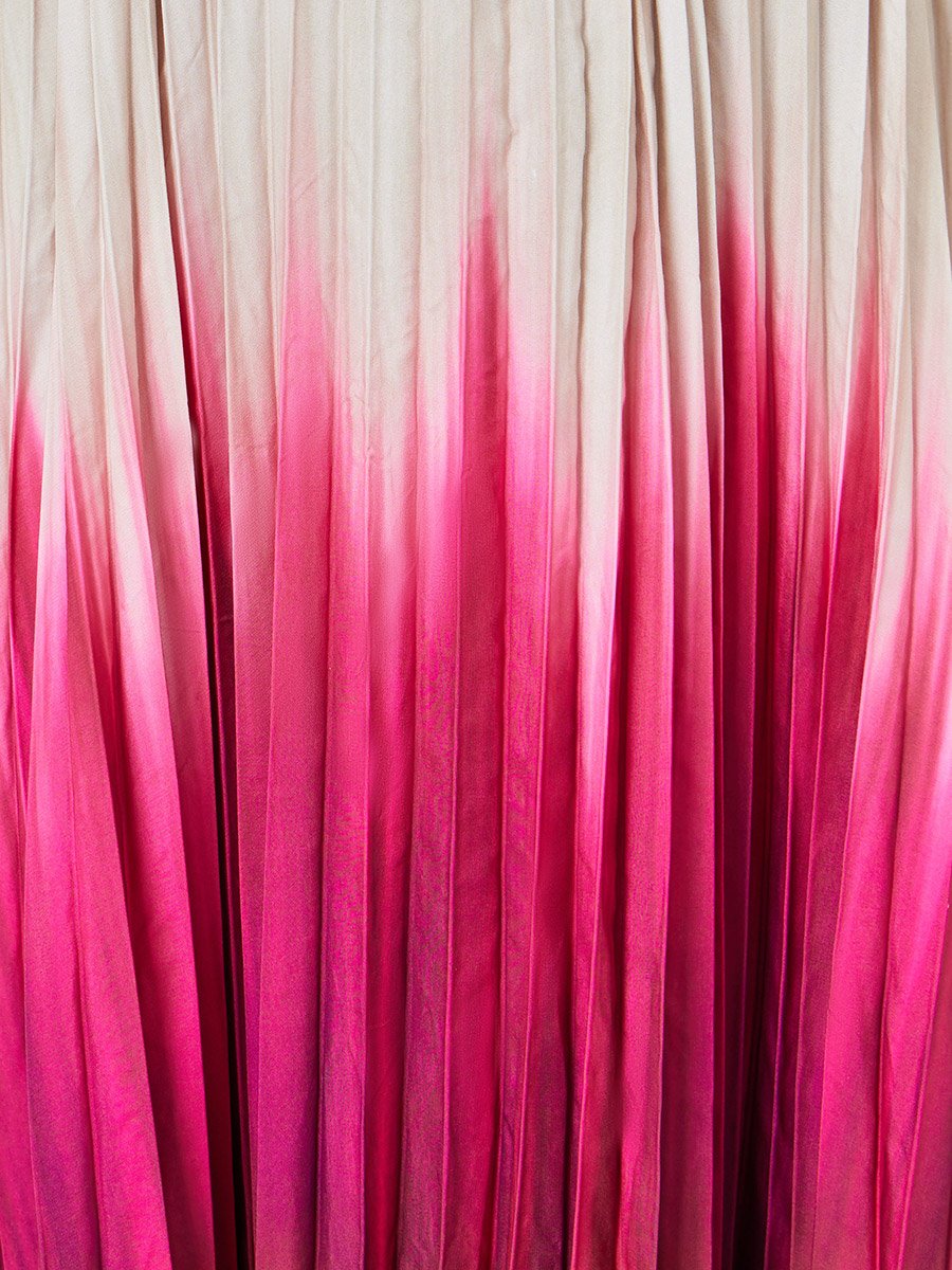 Ombre Look Halter Neck Pleated Maxi Dress