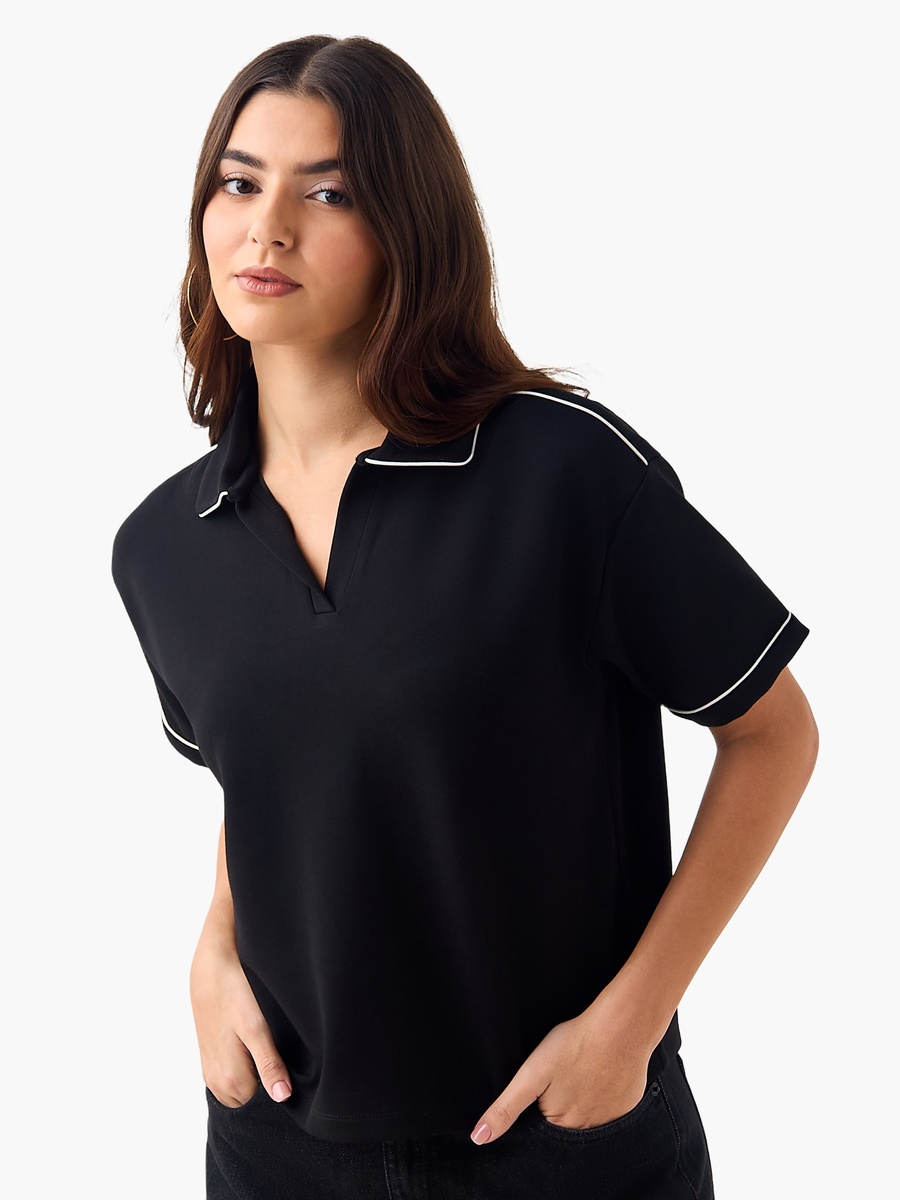 Polo T-Shirt with Piping Detail