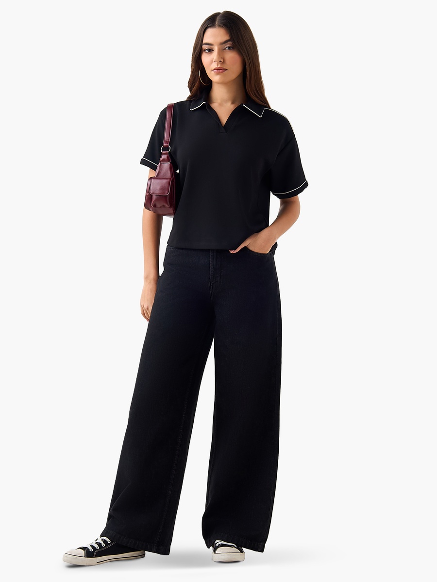 Polo T-Shirt with Piping Detail
