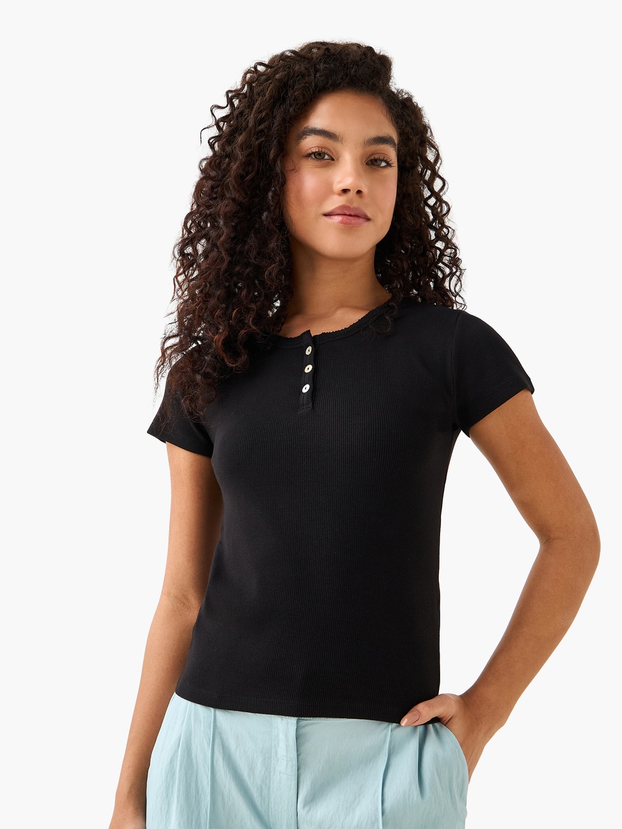 T-Shirt with Ribbed Texture