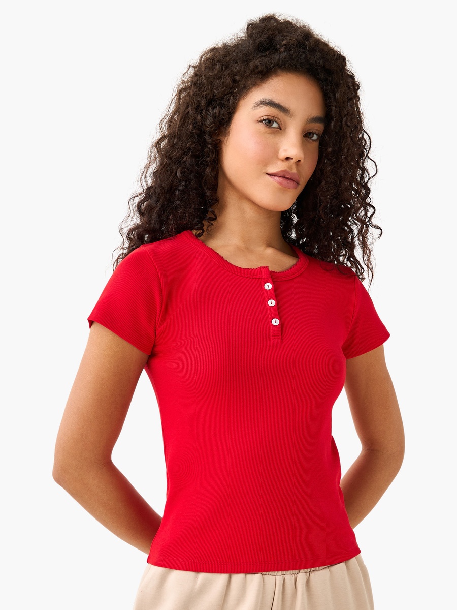 T-Shirt with Ribbed Texture