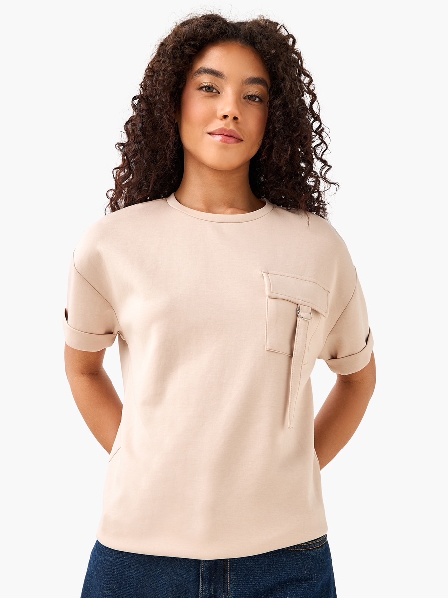 Boxy Modal Blend T-Shirt with Utility Pocket