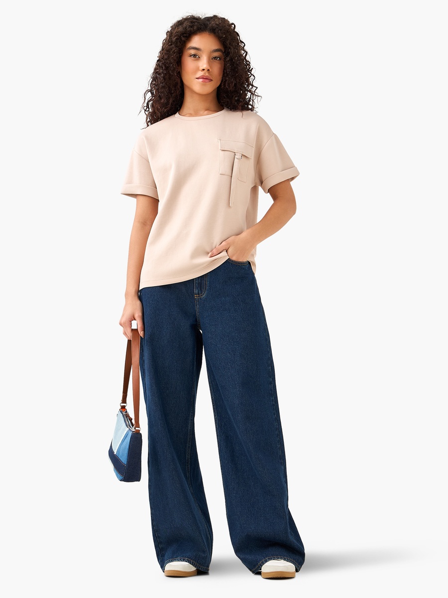 Boxy Modal Blend T-Shirt with Utility Pocket