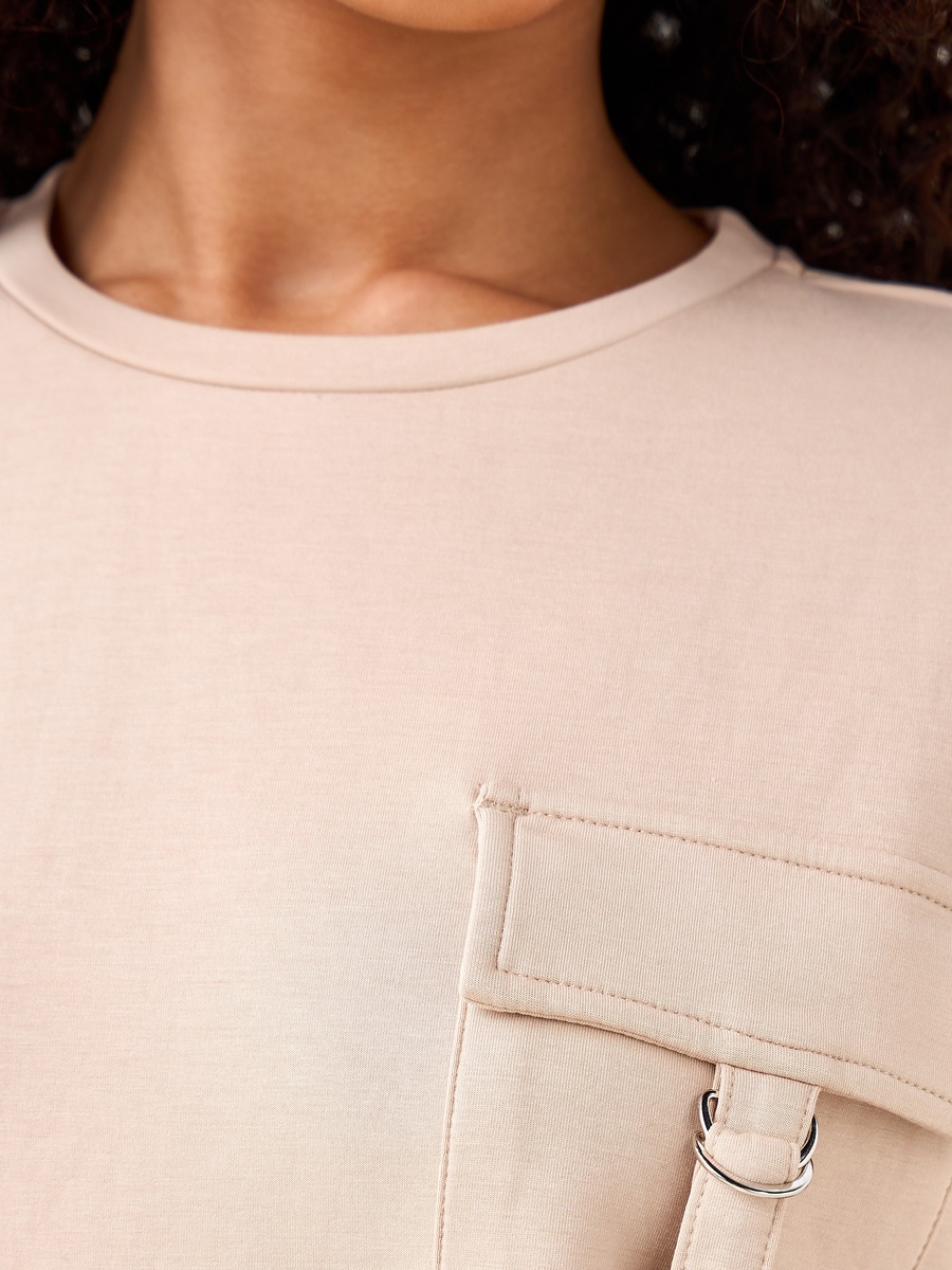 Boxy Modal Blend T-Shirt with Utility Pocket