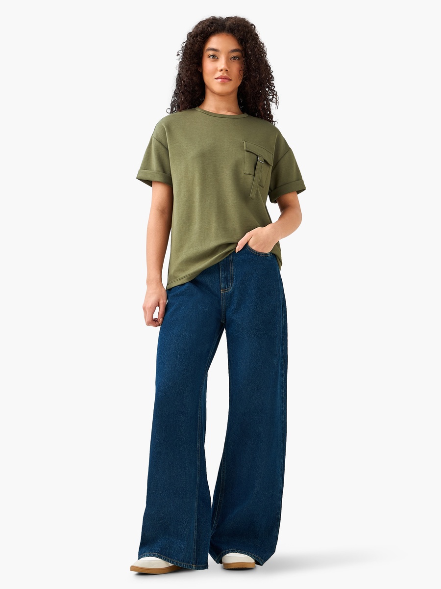 Boxy Modal Blend T-Shirt with Utility Pocket