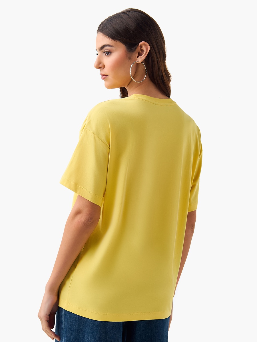 Oversized Cotton T-Shirt with Slogan Print