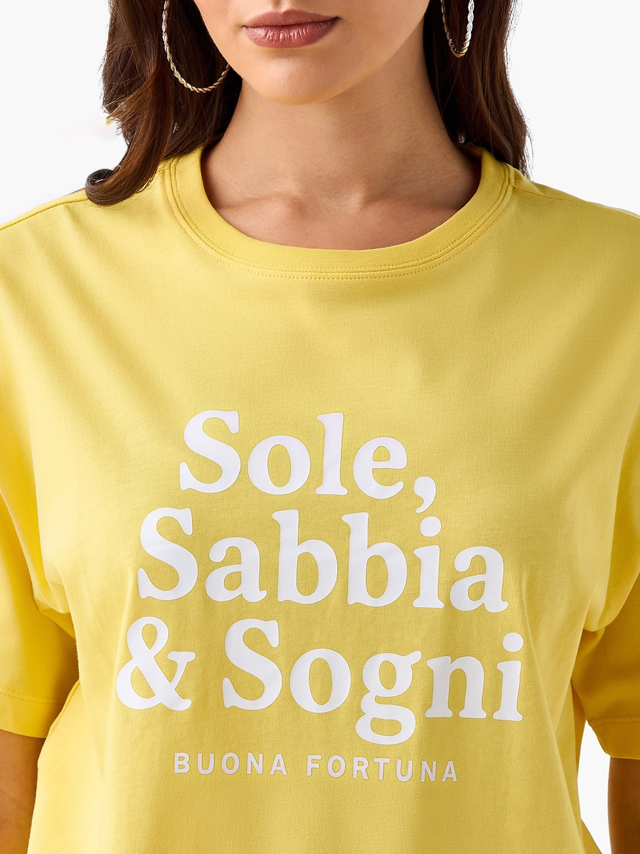Oversized Cotton T-Shirt with Slogan Print