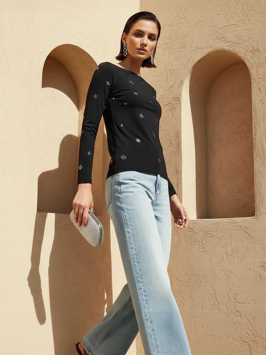 T-Shirt with Embellished Detail