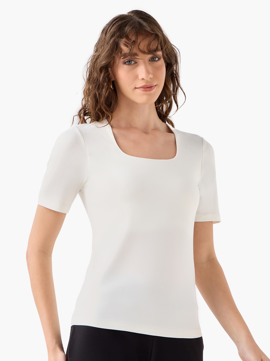 Microfibre T-Shirt with Square Neck