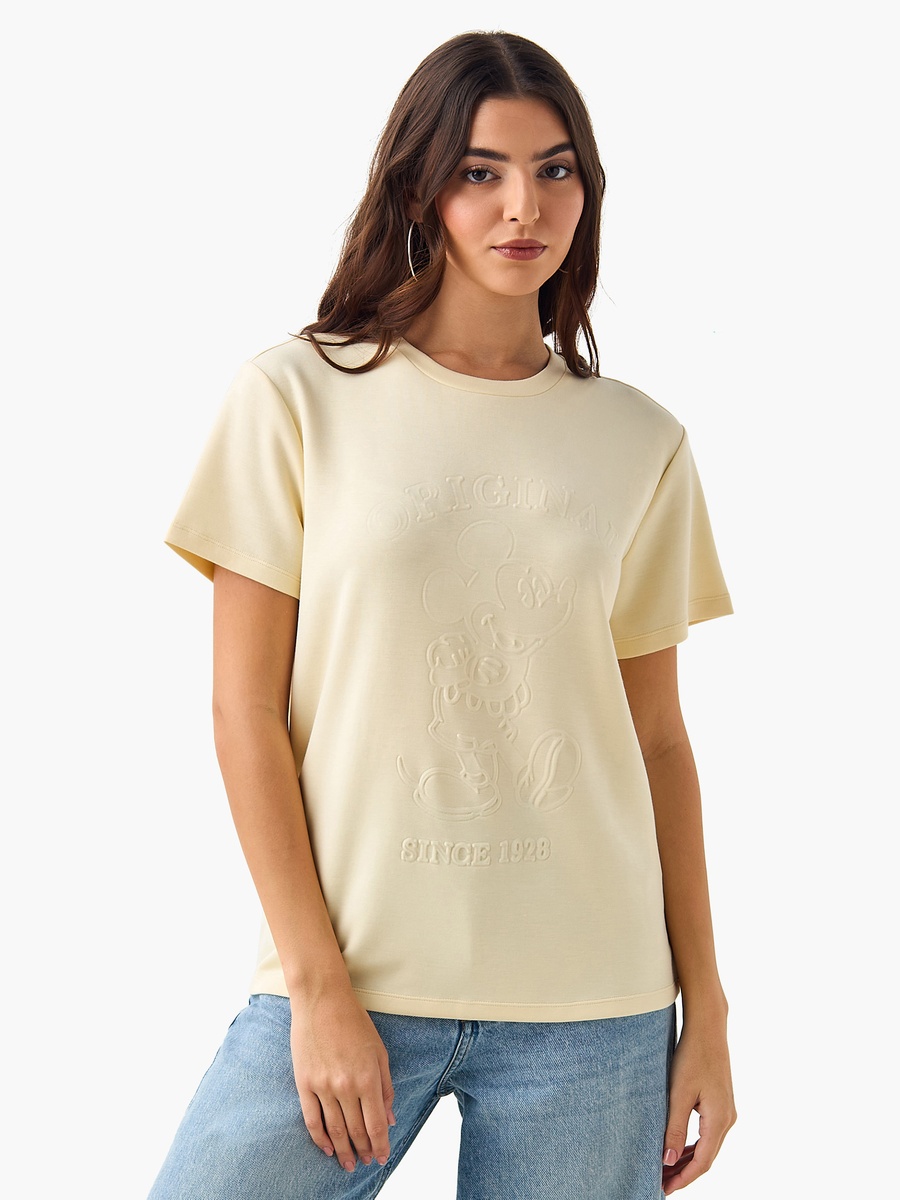 T-Shirt with Embossed Mickey Mouse