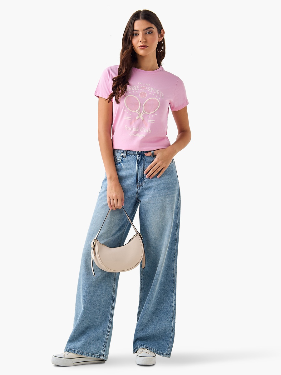 Cotton T-Shirt with Barbie Print
