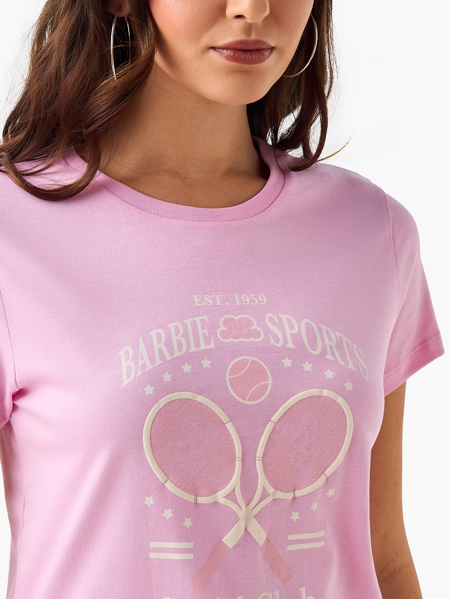 Cotton T-Shirt with Barbie Print