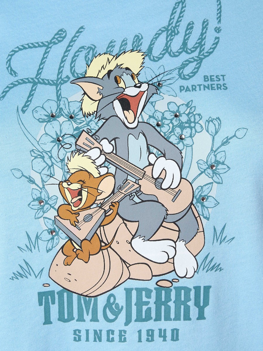 Cotton T-Shirt with Tom and Jerry Print